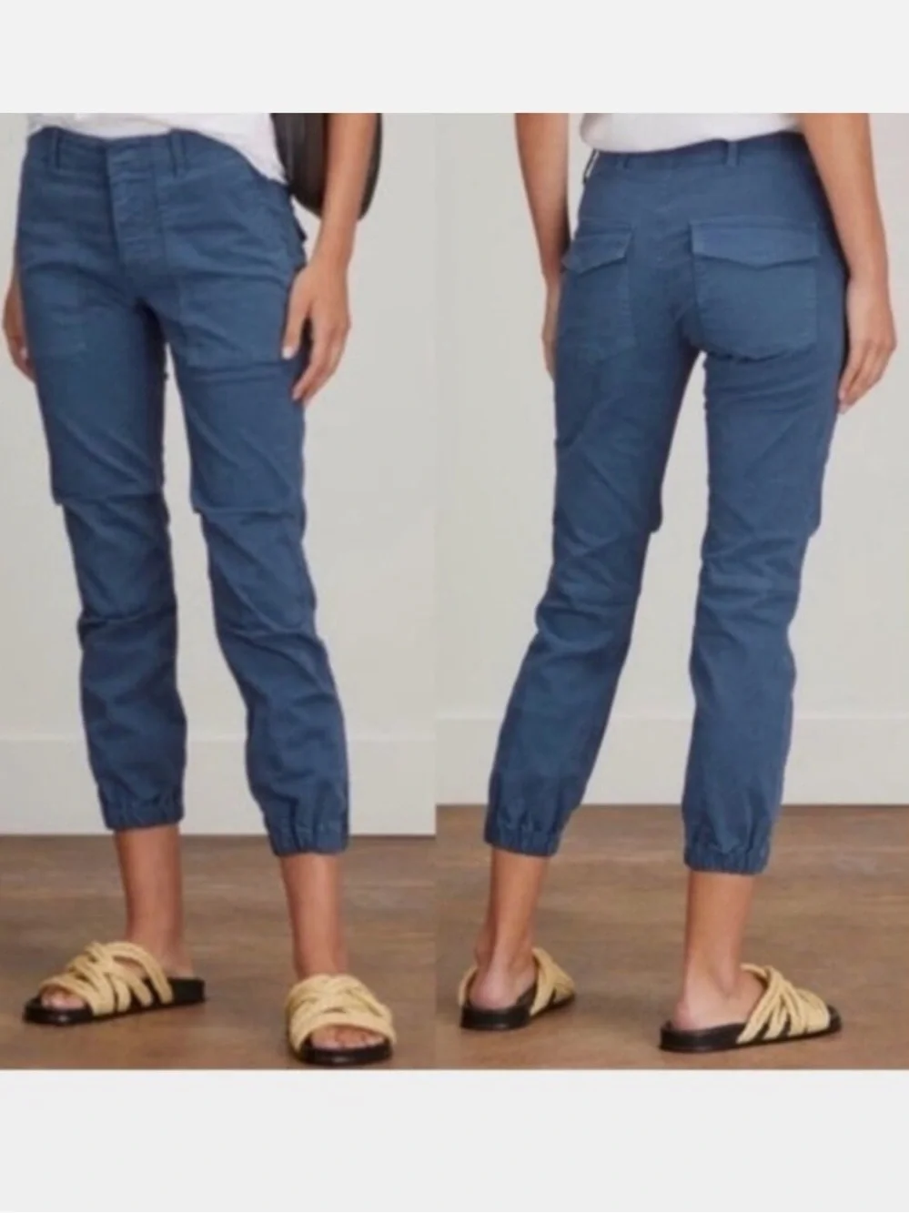 Nili Lotan Jogger Cropped Military Pants in Washed Blue Size 4